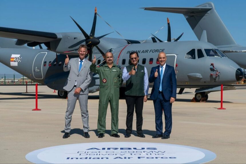 a group of men in suits and suits standing in front of an airplane